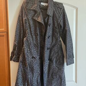 Calvin  Klein - rain trench coat greenish grey with black 36” long.